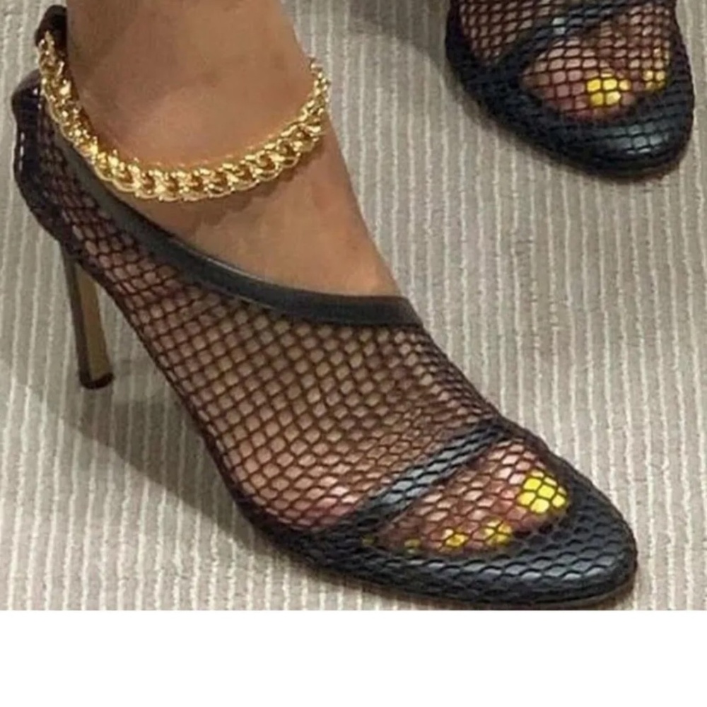 Bottega Veneta mesh heel with Gold ankle chain